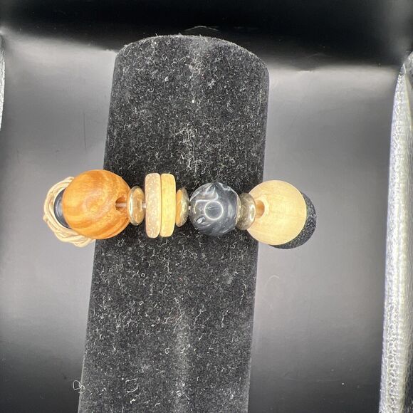 Paparazzi Bracelet Happily Homespun Black Wooden Beads Boho Western Hippie - Picture 6 of 9